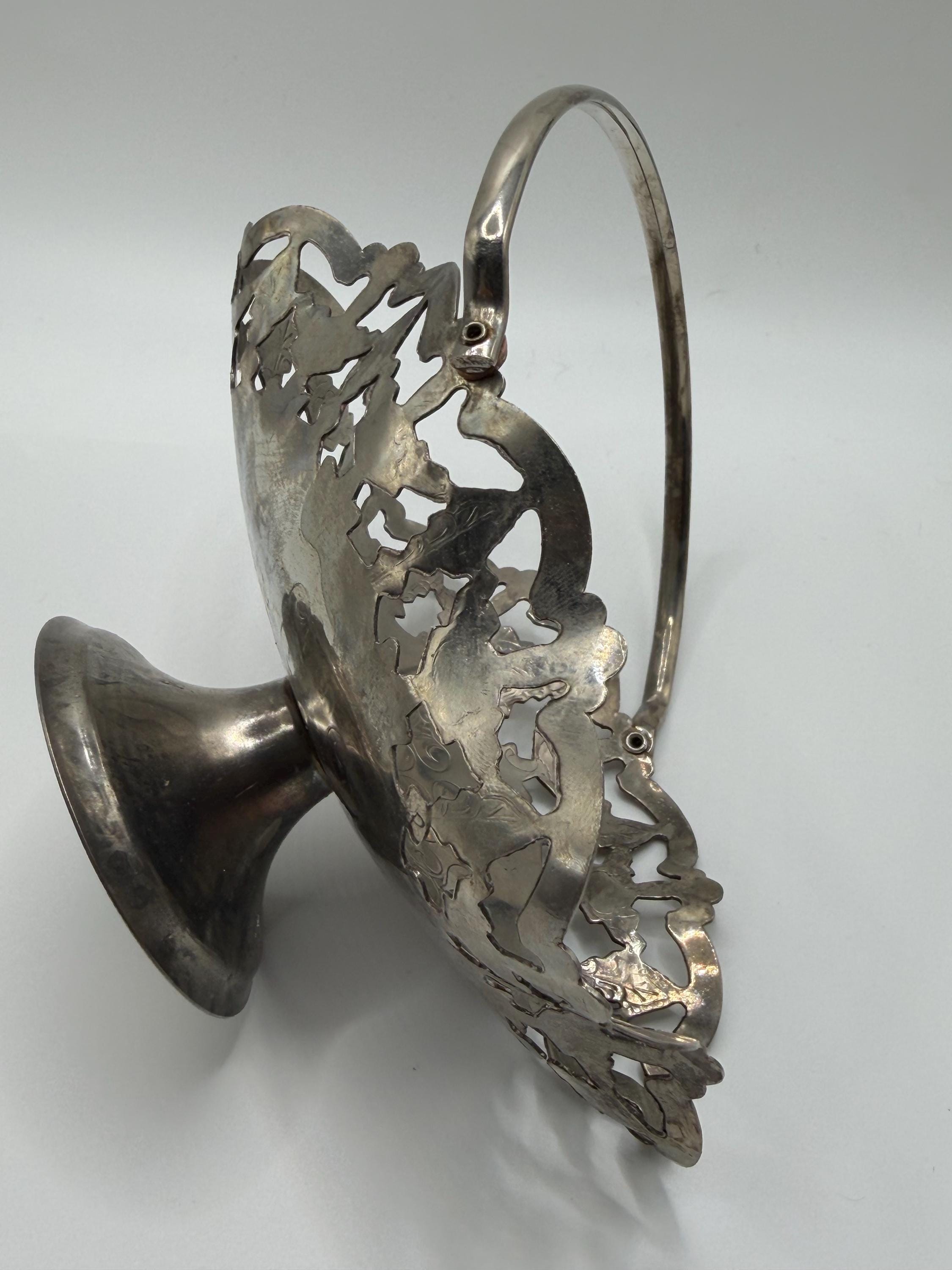 Antique Victorian Silver Plate Pierced Bowl | Martin Hall & Co Sheffield | EPGS Bonbon Dish | Gothic Fruit Bowl | English Antique Centrepiec