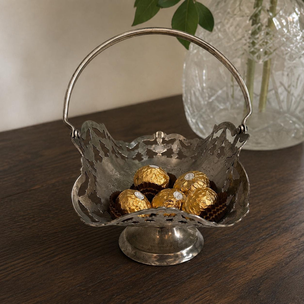 Antique Victorian Silver Plate Pierced Bowl | Martin Hall & Co Sheffield | EPGS Bonbon Dish | Gothic Fruit Bowl | English Antique Centrepiec