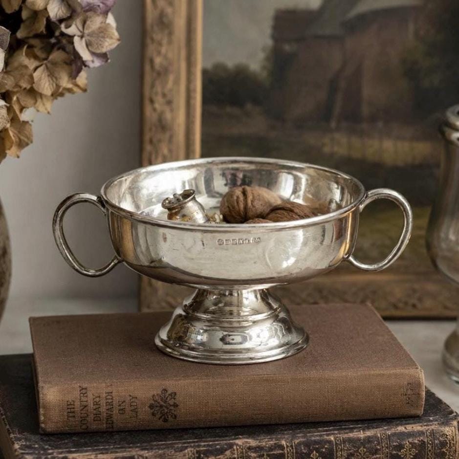 English Silver Plated Bon Bon Dish / Pedestal Bowl with Twin Handles | EPNS | Vintage English Silver Plate