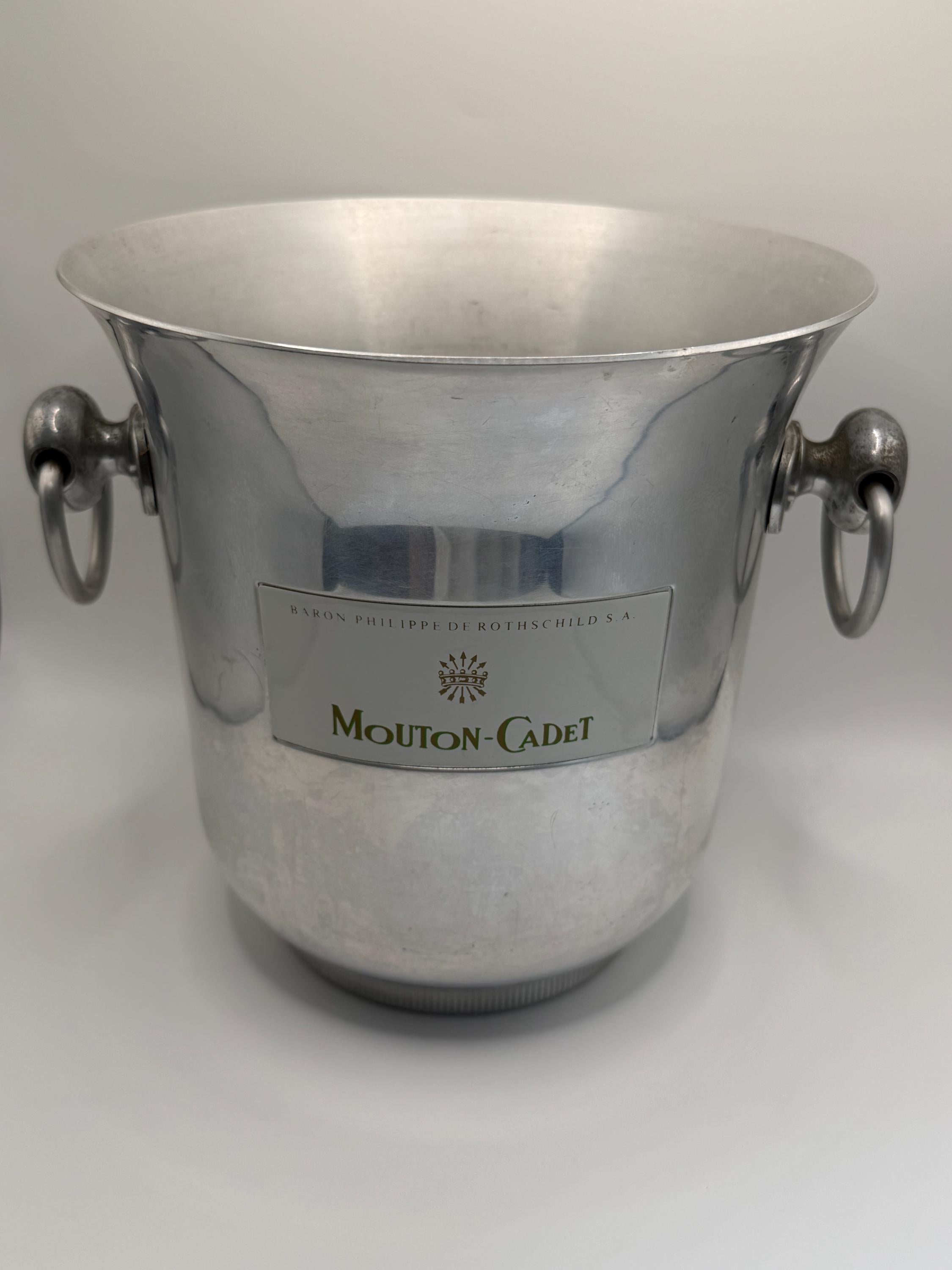 Vintage French Mouton Cadet Champagne Bucket | Argit France Wine Cooler | Baron Philippe de Rothschild | Vintage Aluminium Ice Bucket | Fren