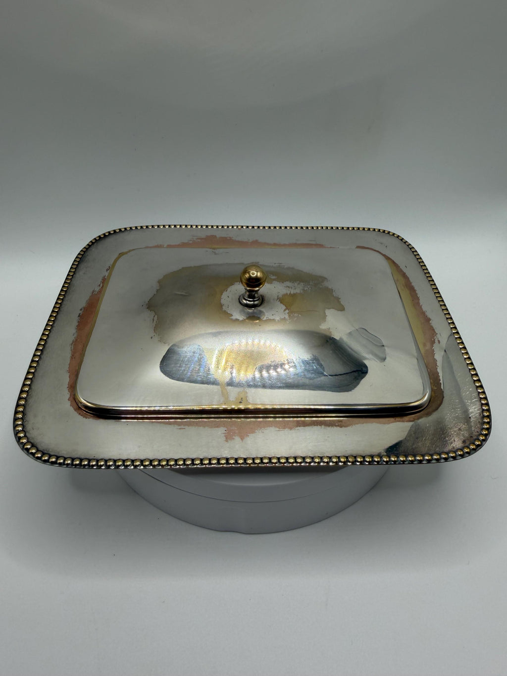 English Art Deco Silver Plated Entrée Dish by MANCO  Vintage Covered Serving Dish  Beaded Edge Silver Plate  English Tableware  Country