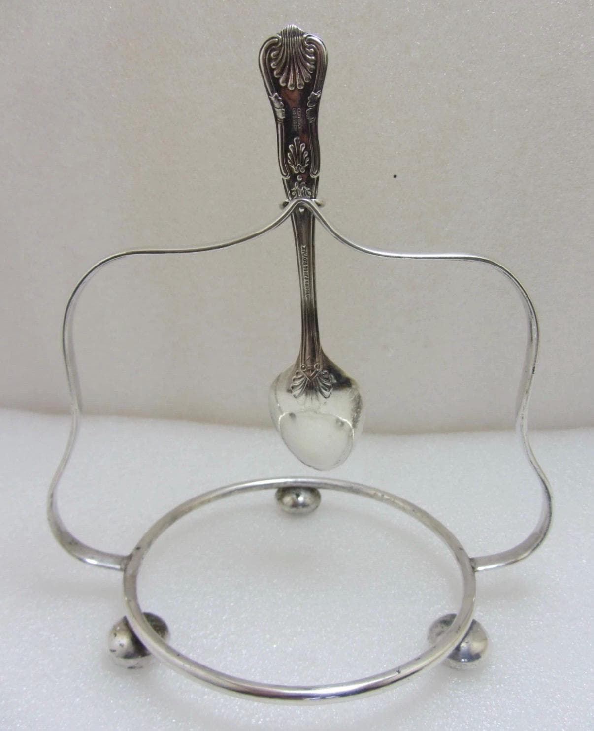 Vintage Silver Plate Clam Shell Butter & Caviar Dish with Suspended Spoon