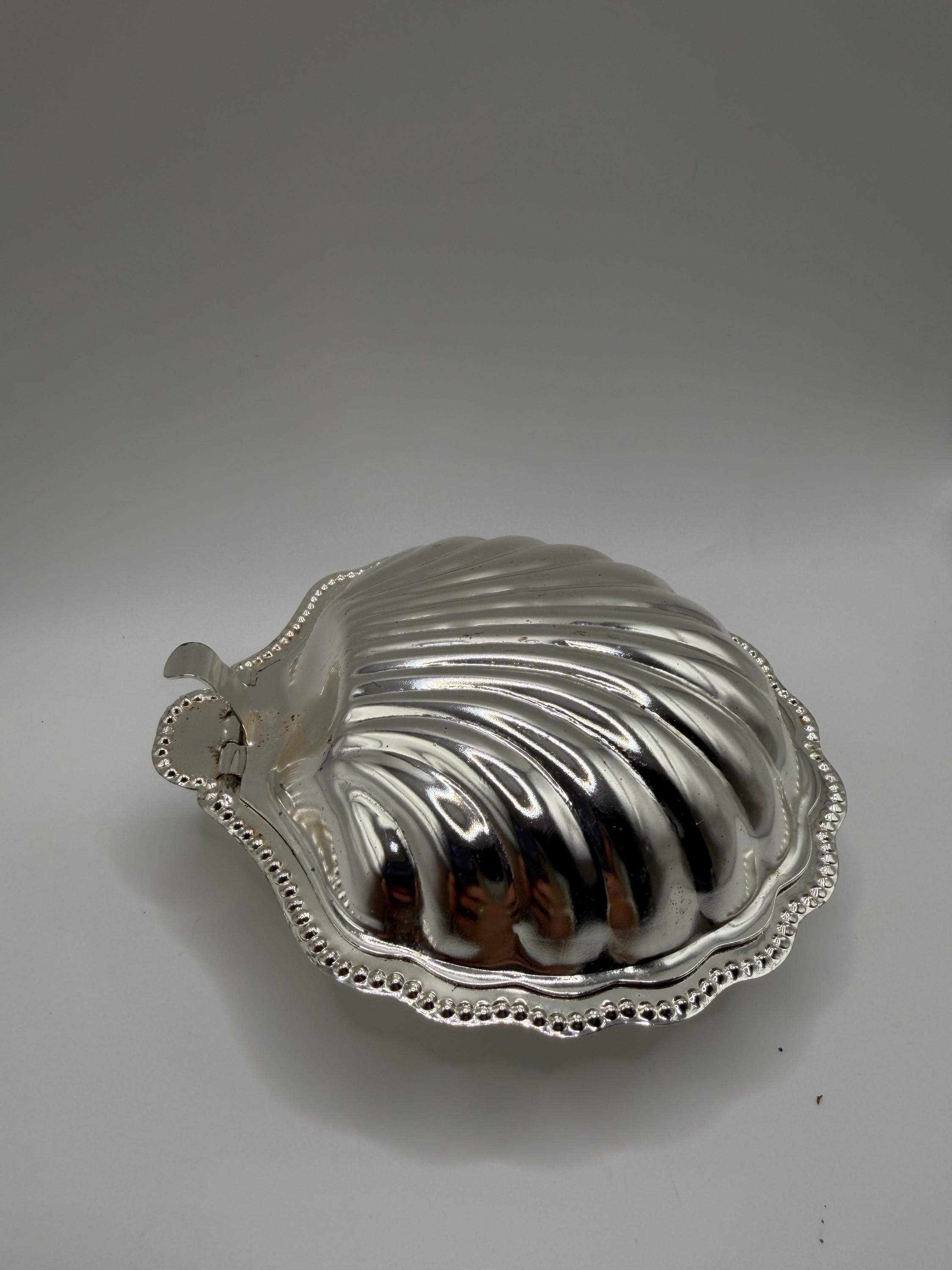 Vintage Queen Anne Clam Shell Butter Dish with Original Glass Insert & Original Box