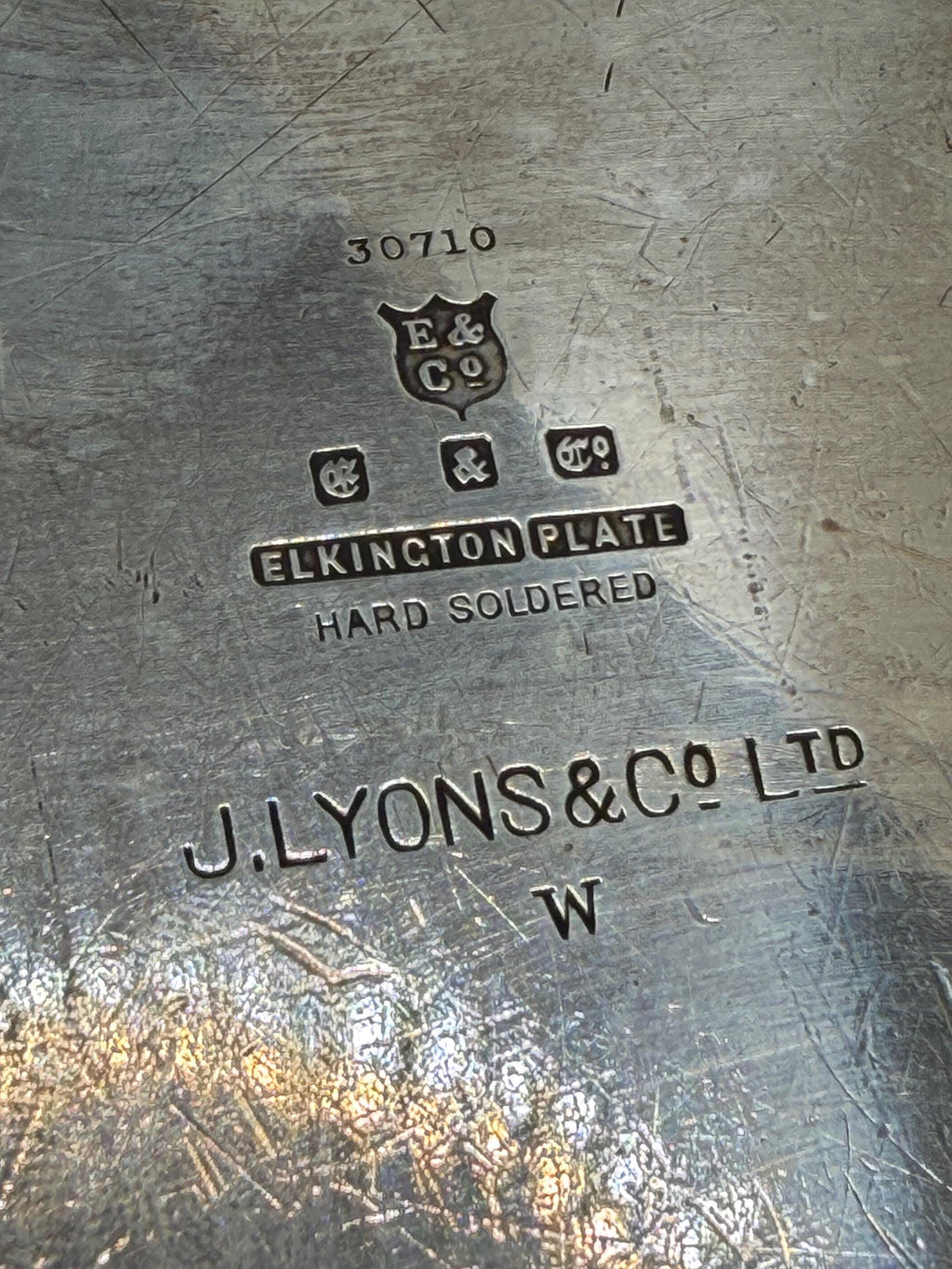 Vintage Elkington Silver Plate Serving Tray | J. Lyons & Co Ltd Hotel Silver | Large Oval Drinks Tray | English Silver Plate
