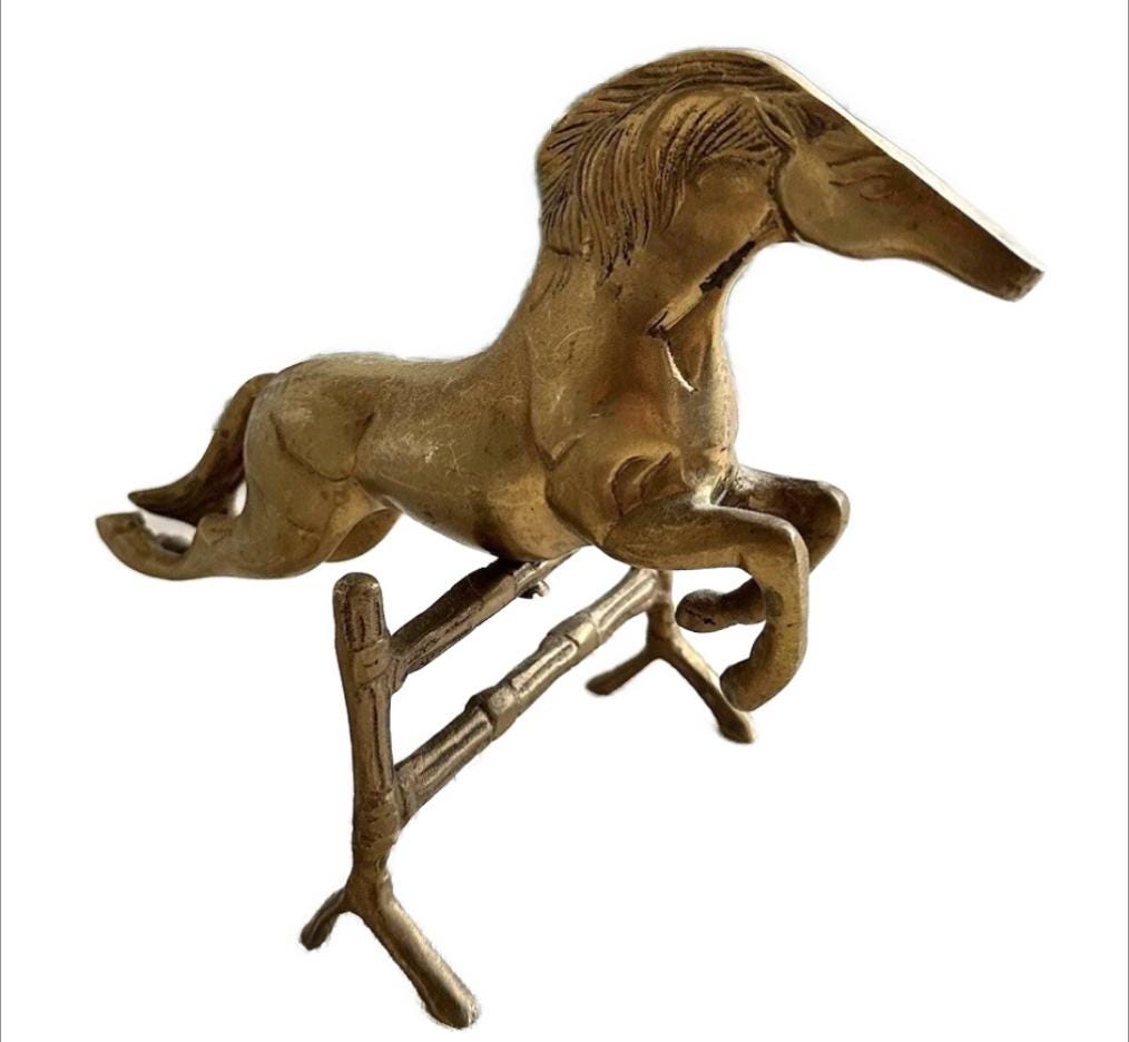 Vintage Brass Jumping Horse Figurine | Equestrian Decor | Brass Horse Ornament | Country House Interior | Vintage Horse Sculpture