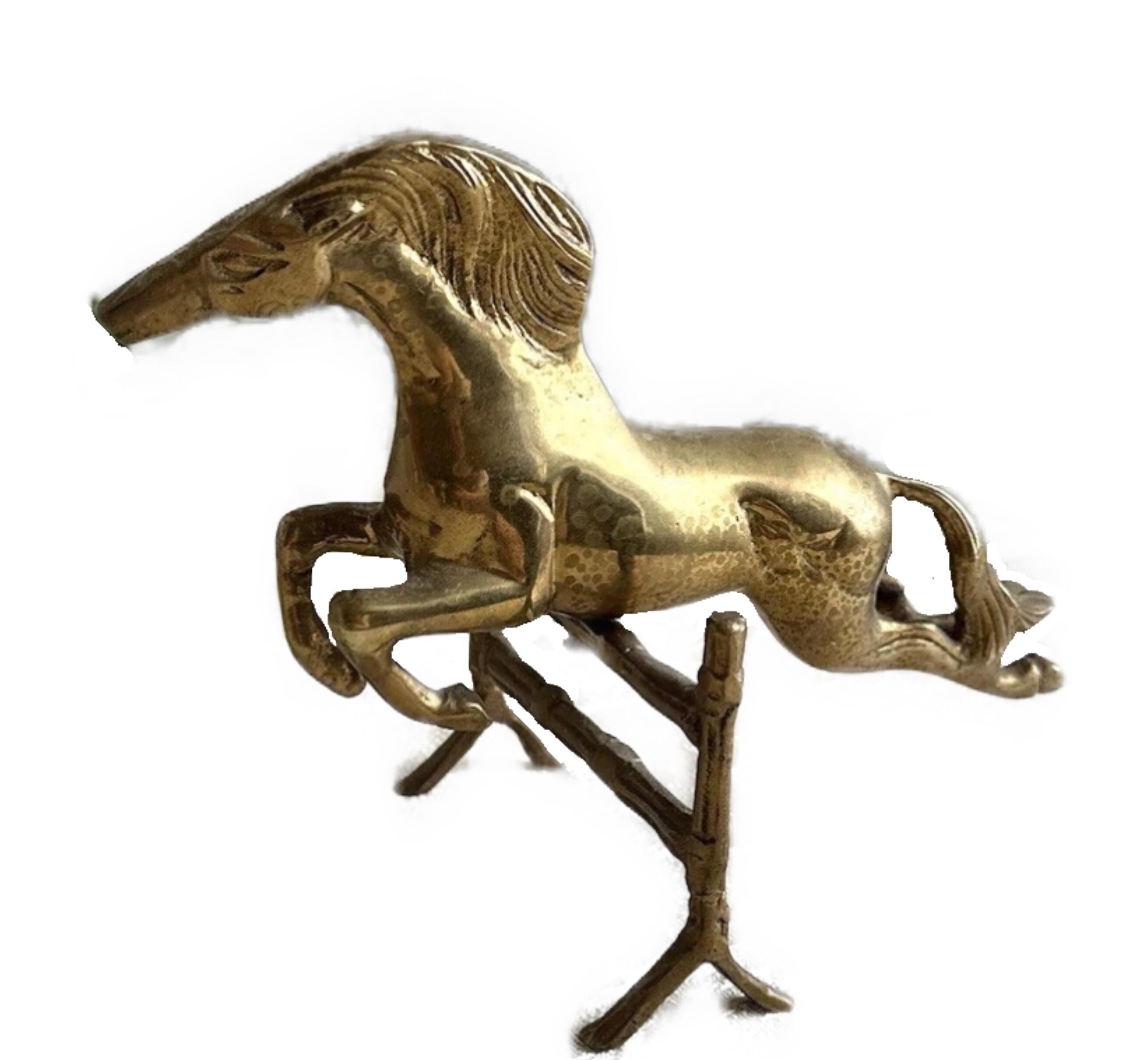 Vintage Brass Jumping Horse Figurine | Equestrian Decor | Brass Horse Ornament | Country House Interior | Vintage Horse Sculpture