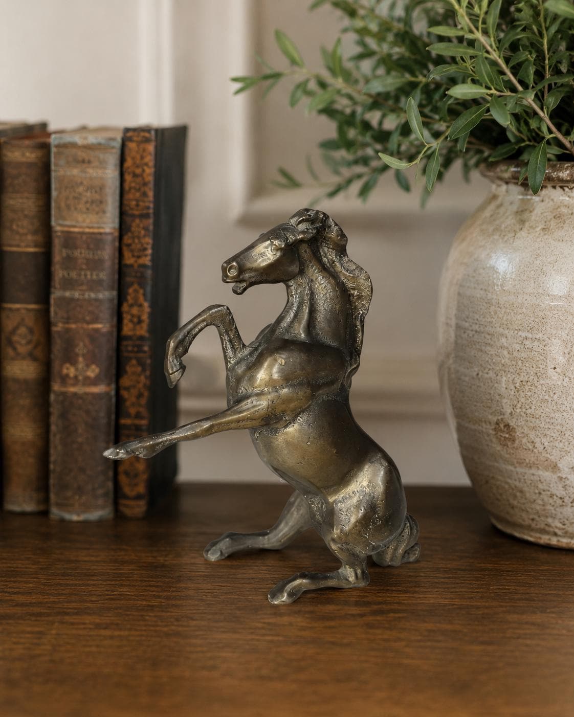 Vintage Solid Brass Rearing Horse | Equestrian Decor | Heavy Brass Horse Sculpture | Country House Interior | Vintage Horse Figurine