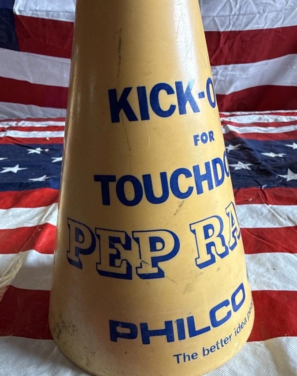 Vintage American Philco Ford Pep Rally Megaphone | Americana Decor | Vintage USA Advertising | American Football Collectible | Retro Sports
