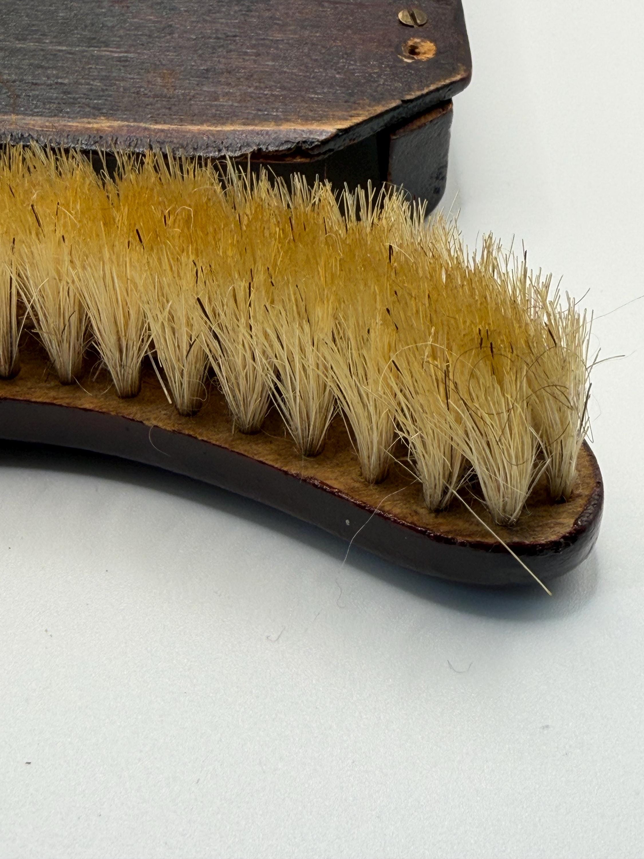 Vintage Wooden Crumb Tray & Brush with Inlaid Seashell Detail | Antique Tableware | Coastal Decor | Wooden Serving Tray |