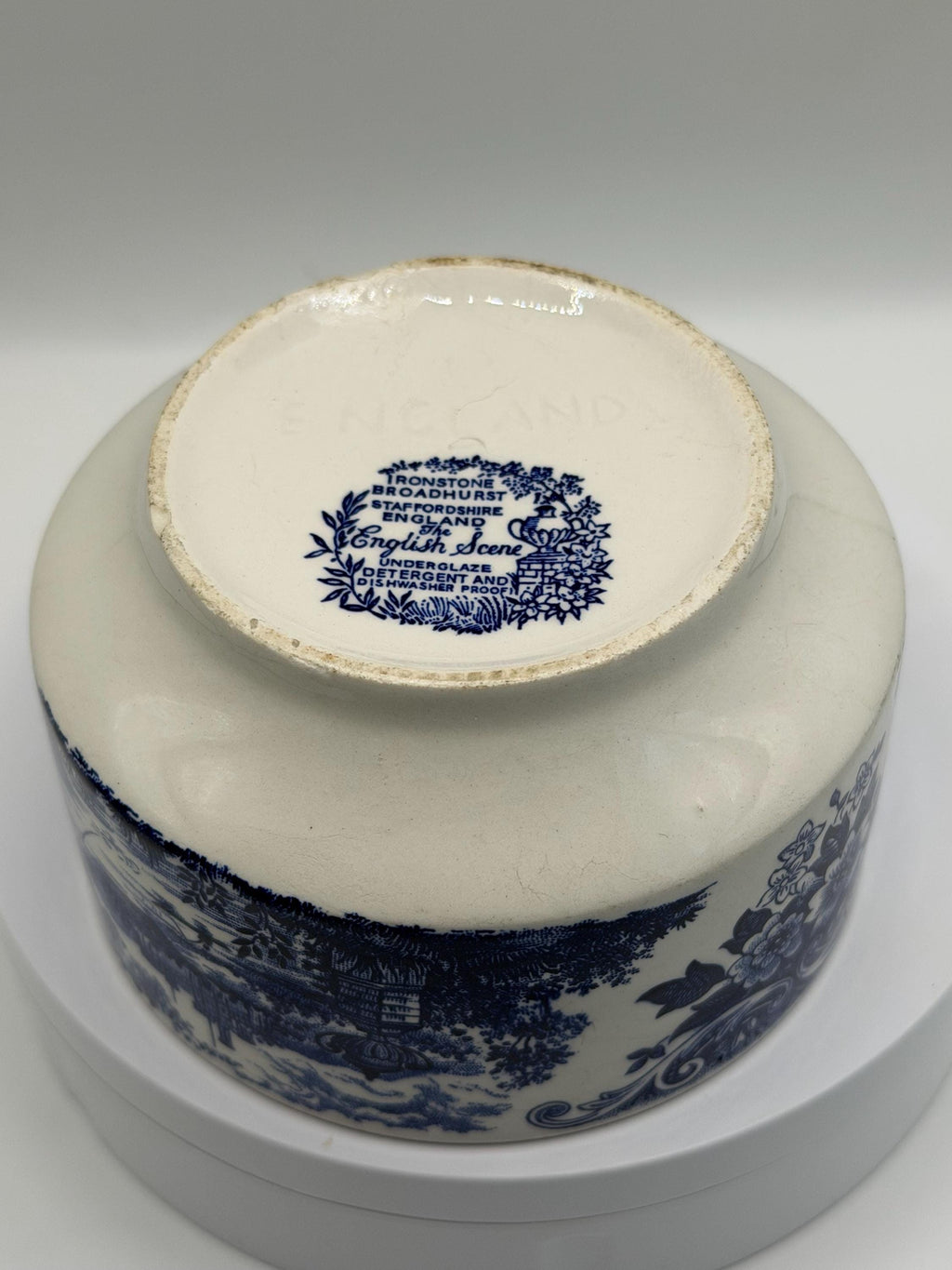 Vintage Broadhurst Ironstone Sugar Bowl | The English Scene | Blue & White Staffordshire Pottery