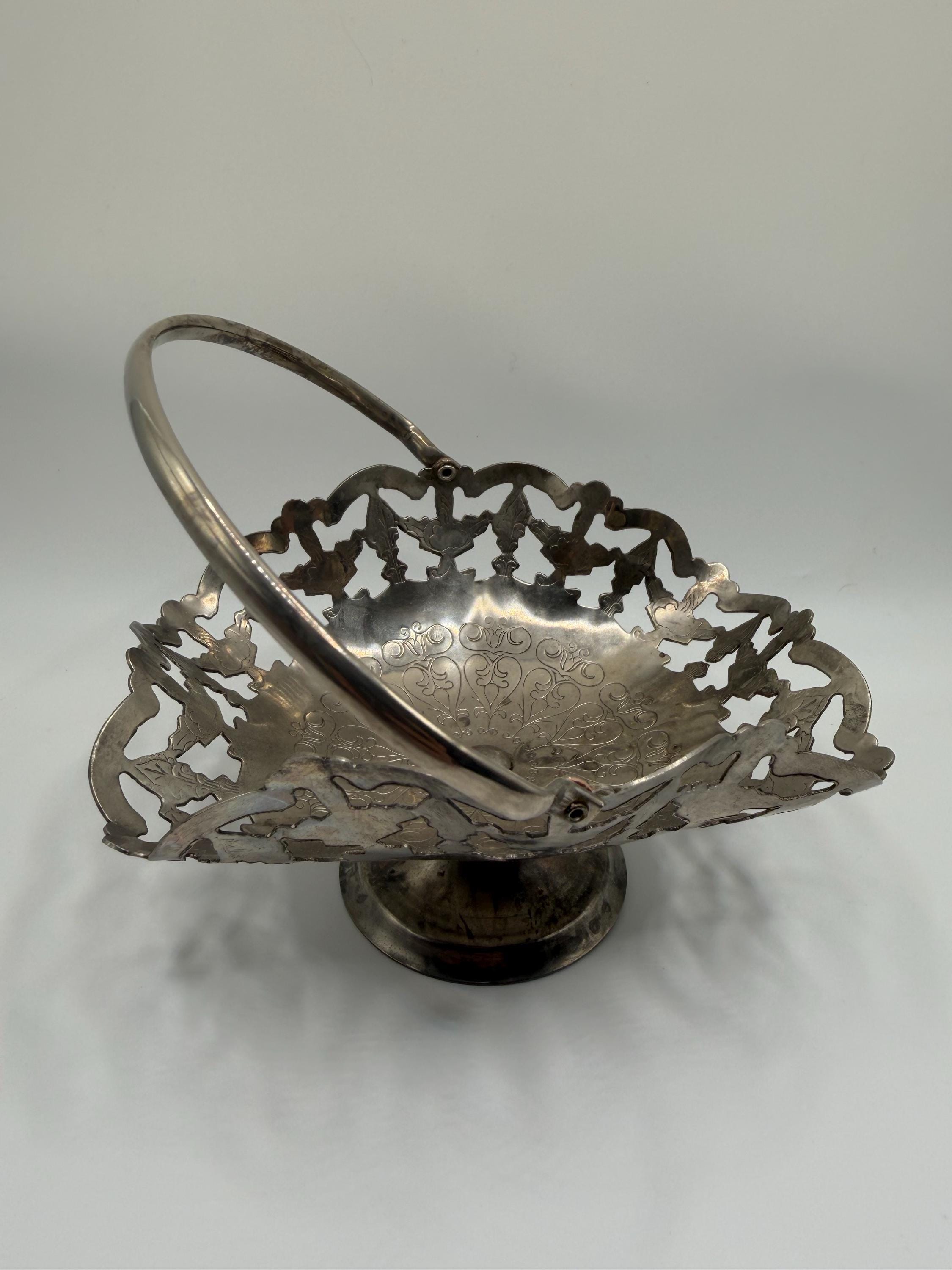 Antique Victorian Silver Plate Pierced Bowl | Martin Hall & Co Sheffield | EPGS Bonbon Dish | Gothic Fruit Bowl | English Antique Centrepiec