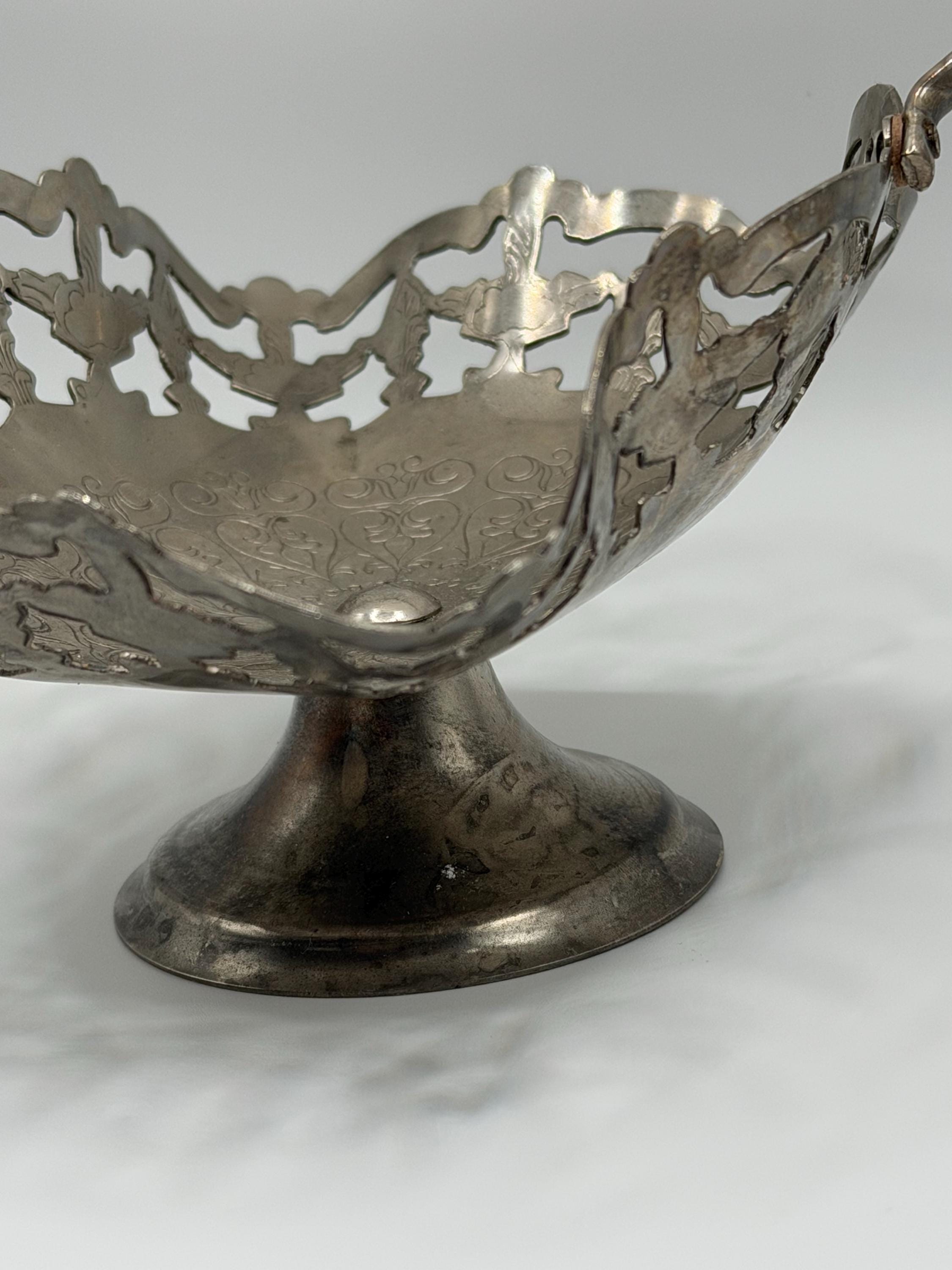 Antique Victorian Silver Plate Pierced Bowl | Martin Hall & Co Sheffield | EPGS Bonbon Dish | Gothic Fruit Bowl | English Antique Centrepiec