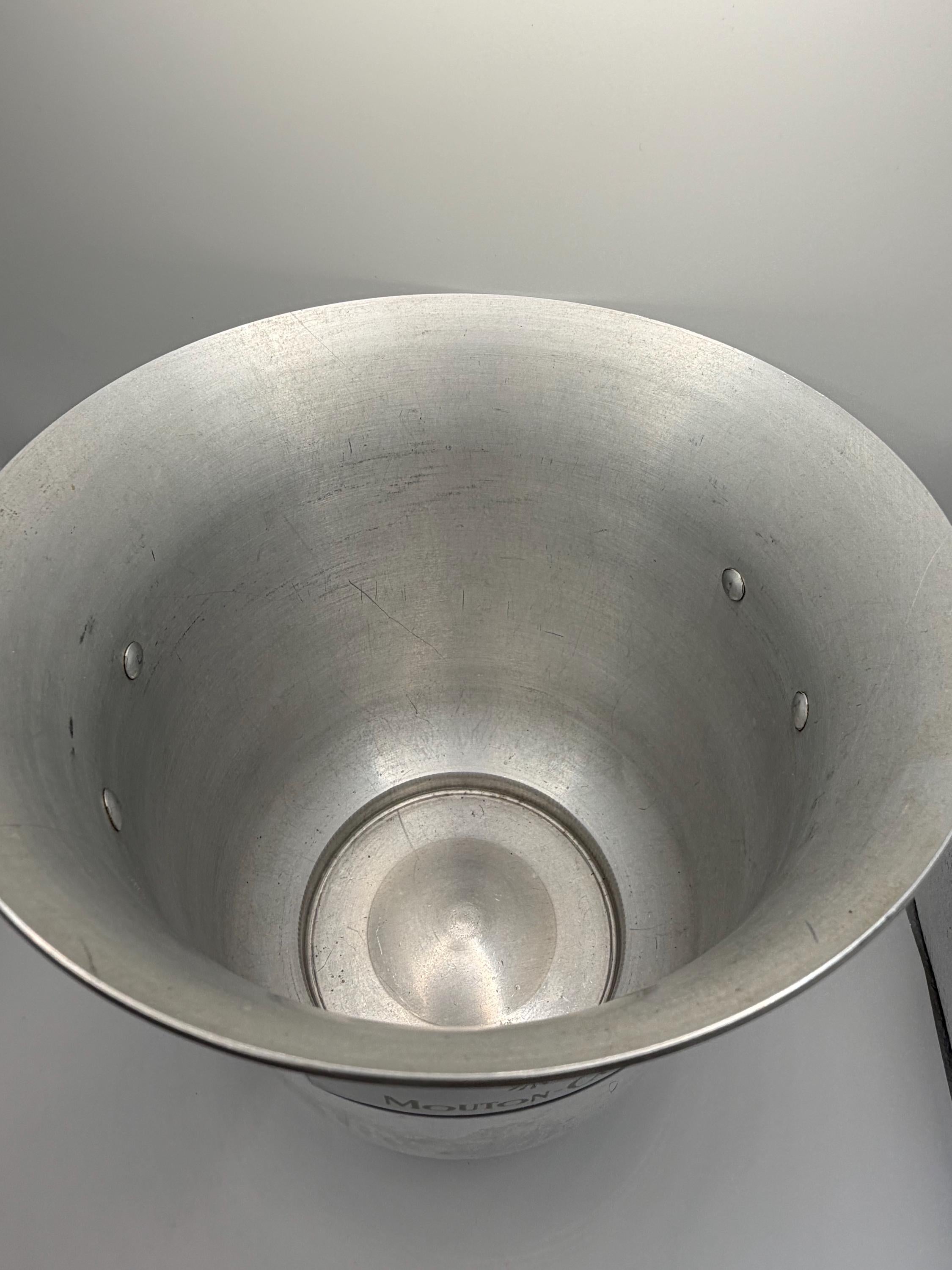 Vintage French Mouton Cadet Champagne Bucket | Argit France Wine Cooler | Baron Philippe de Rothschild | Vintage Aluminium Ice Bucket | Fren