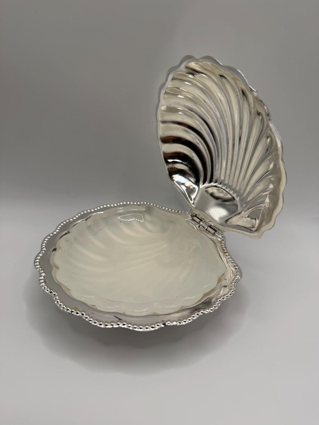 Vintage Queen Anne Clam Shell Butter Dish with Original Glass Insert & Original Box