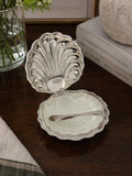 Vintage Queen Anne Clam Shell Butter Dish with Original Glass Insert & Original Box