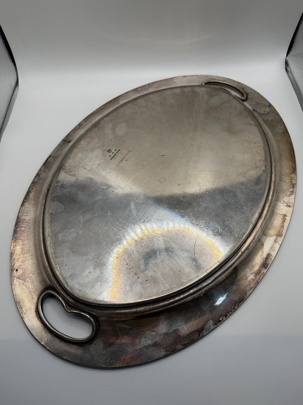 Vintage Elkington Silver Plate Serving Tray | J. Lyons & Co Ltd Hotel Silver | Large Oval Drinks Tray | English Silver Plate