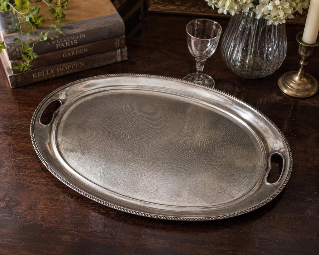 Vintage Elkington Silver Plate Serving Tray | J. Lyons & Co Ltd Hotel Silver | Large Oval Drinks Tray | English Silver Plate
